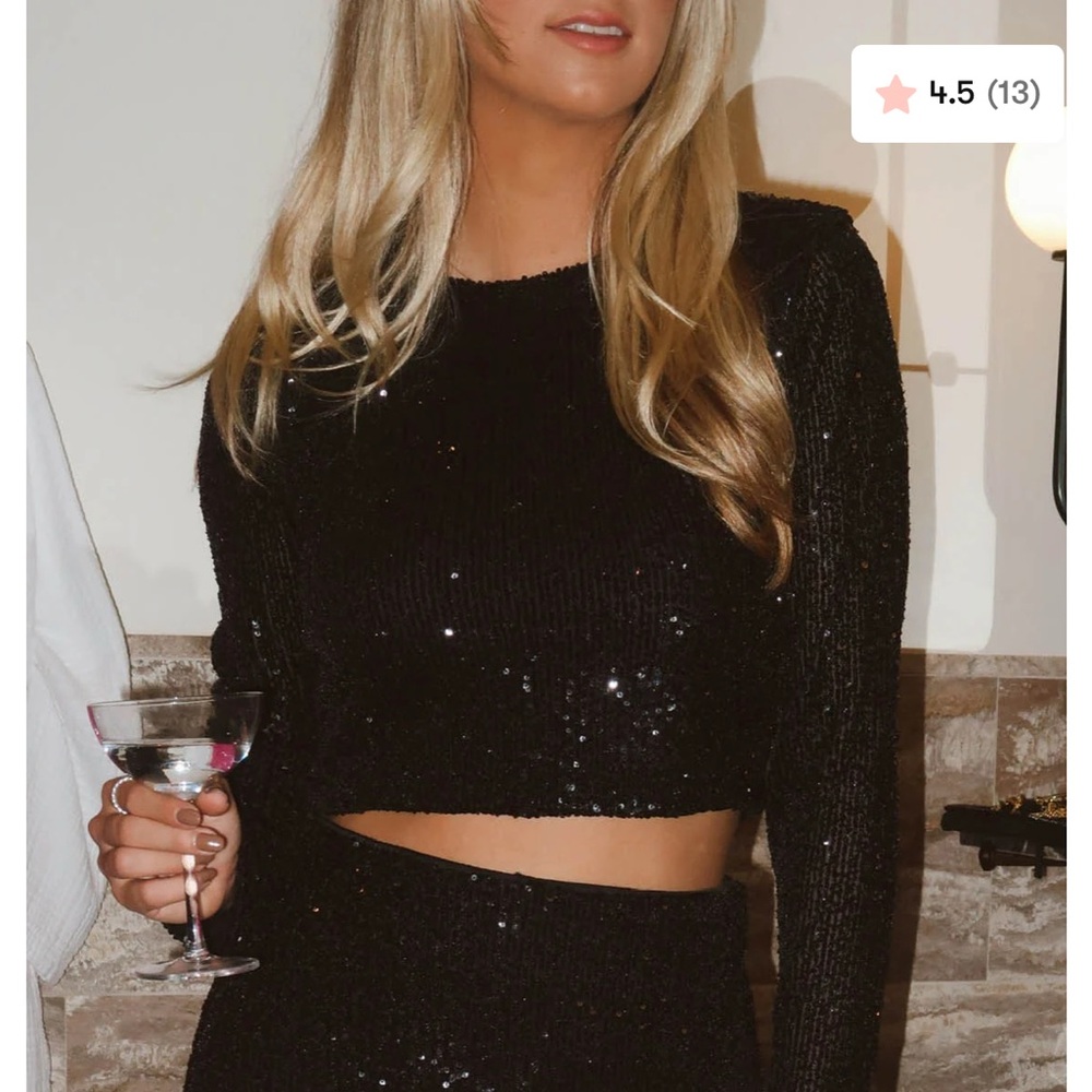 NWT Show Me Your MuMu Last Call Top in Black Sequins.
